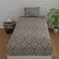 Huesland By Ahmedabad Cotton 144 Tc Fitted Bedsheet Single Bed Cotton With 1 Pillow Cover | 3Ft X 6.5Ft | Taupe