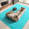 FinRec 9x12 Fluffy Blue Rugs for Living Room Bedroom, Soft Indoor Fuzzy Shaggy Area Rug, Non-Slip Furry Rug for Teen Girls and 