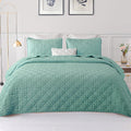 Exclusivo Mezcla Quilts King Size Bedding Set with Stitched Grid Pattern, Lightweight Summer Green Bedspreads Coverlets Bed Cove