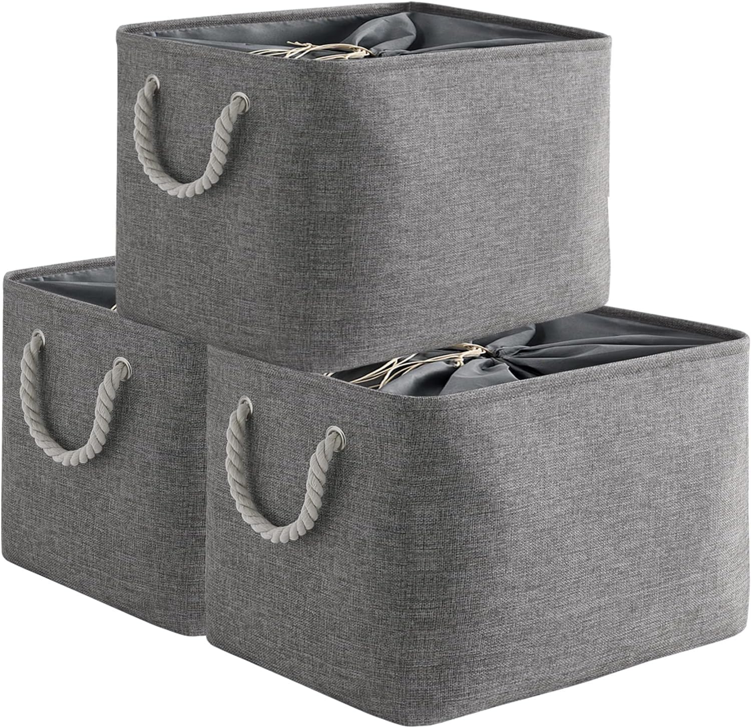 TheWarmHome Storage Basket for Organizing - 16x12x12 inch 3 Pack Fabric Storage Cubes, Cube Storage Bin for Shelves Closet Organ