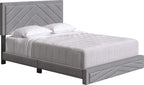 Boyd Sleep Barcelona Upholstered Platform Bed with Headboard and Durable Mattress Foundation with Strong 14 Wood Slat Supports, No BoxSpring Required: King, Gray