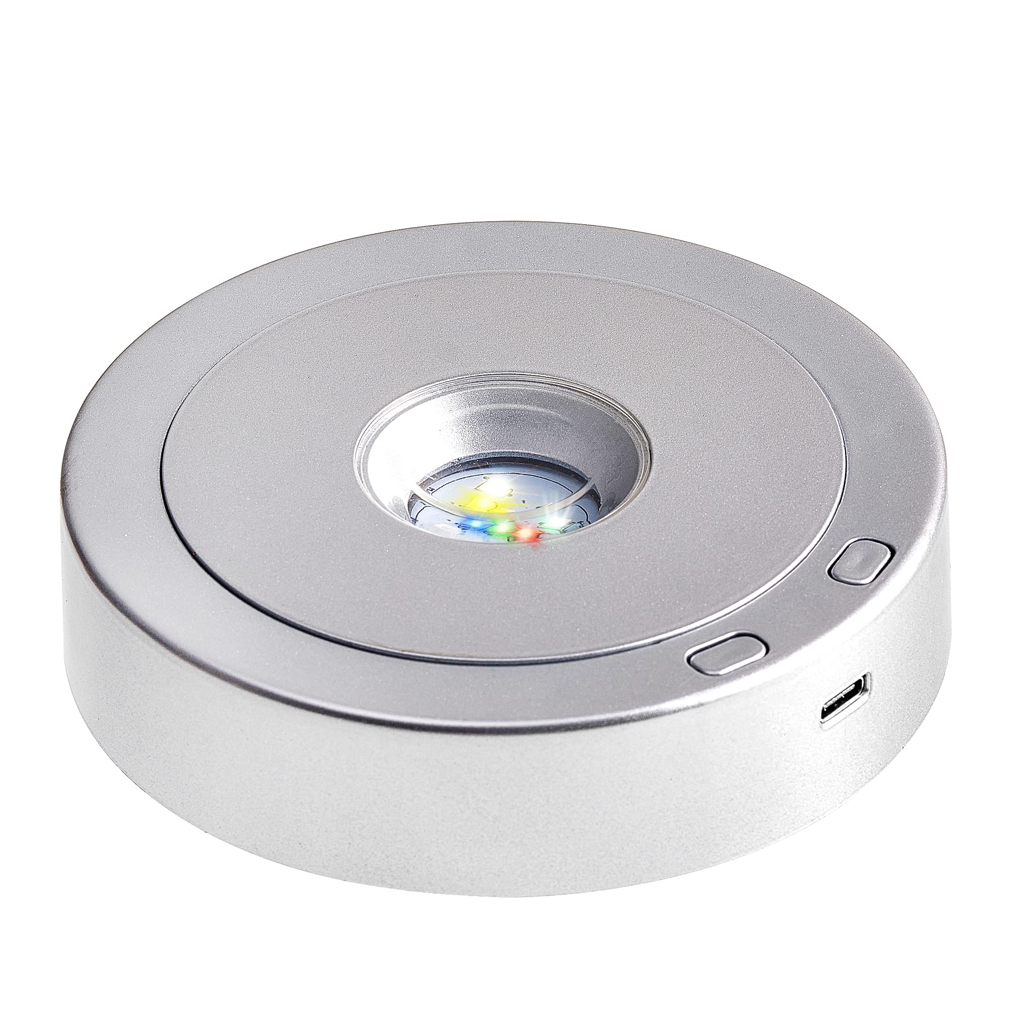 EUSTUMA Rotating LED Display Base Colorful Light Crystal Display Base Stand,Suitable for Glass Crystal Spherical Artwork,Holiday