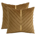 Tosleo Brown Velvet Throw Pillow Covers 26X26 Inch Pack Of 2 With Gold Leather Decorative Couch Pillow Cover Luxury Modern Pillo