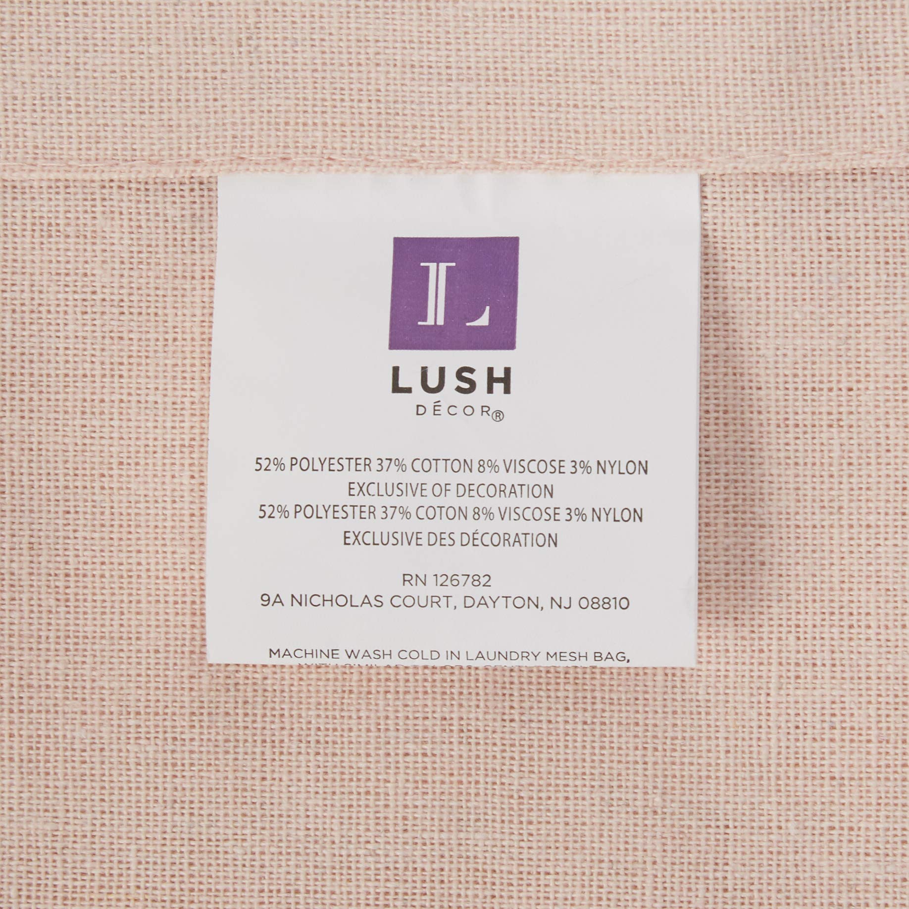 Lush Decor Linen Button Shower Curtain, 72'' X 72'', Blush & White
