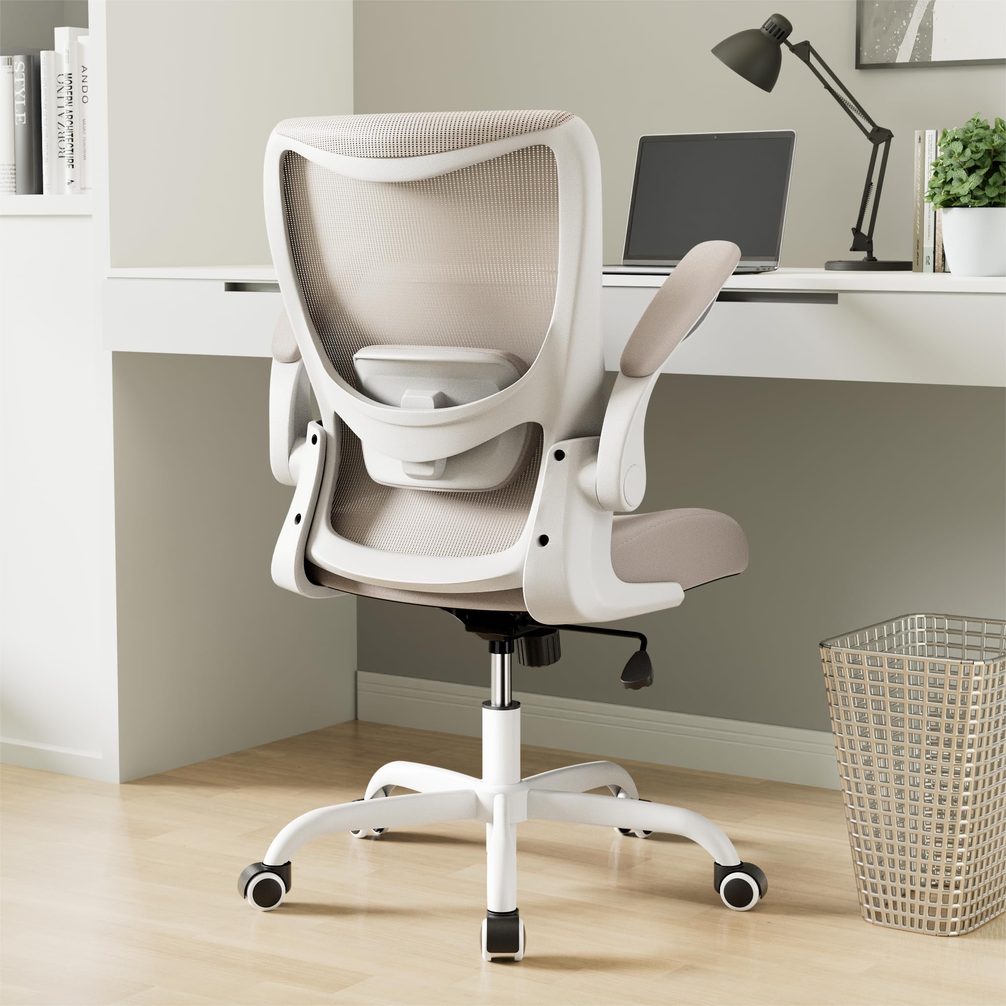 MUXX.STIL Office Chair, Ergonomic Desk Chair with Adjustable Lumbar Support and Flip up Armrest, Breathable Mesh Computer Chair 