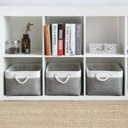 Thewarmhome Storage Basket For Organizing - 15.7X11.8X8.2 Inch Large 3 Pack Collapsible Storage Bins For Shelves, Fabric Storage