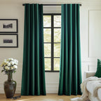 Lazzzy Emerald Green Velvet Curtains 96 Inches Long Room Darkening Drapes For Bedroom Living Window Treatments Rod Pocket 2 Panels W42 X L96