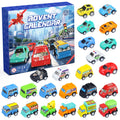 Advent Calendar 2024 Boys, 24 Days Christmas Countdown Calendar Pull Back Cars for Kids, With Cars and Construction Vehicles Set