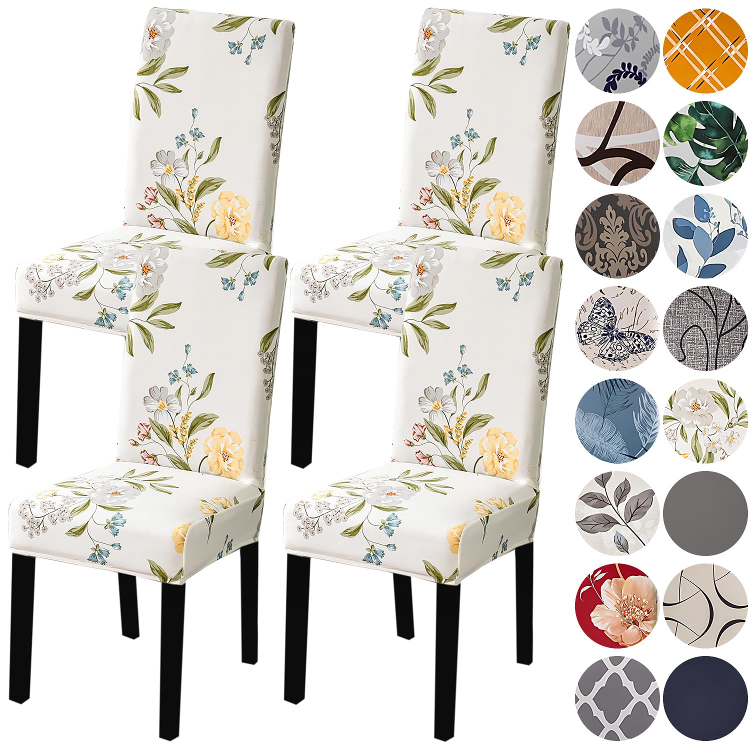 Hzdhclh Chair Covers For Dining Room Set Of 4,Stretch Spandex Parsons Chair Slipcover 4 Pack,Washable Anti-Dust Chair Seat Cover