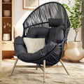 Bme Heavy Duty 500 Lbs Capacity Wicker Egg Chair For Outside & Indoor, Uv 2000 Hours Material With Flame Retardant Tested Cushio