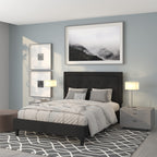 Flash Furniture Roxbury Queen Size Tufted Upholstered Platform Bed In Black Fabric