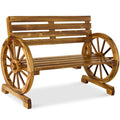 Best Choice Products 2-Person Wooden Wagon Wheel Bench for Backyard, Patio, Porch, Garden, Outdoor Lounge Furniture w/Rustic Cou