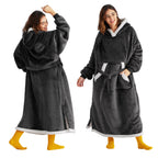 Bedsure Oversized Wearable Blanket Hoodie - Long Sherpa Fleece Hooded Blanket For Adult Women Men, Warm Cozy Big Blanket Sweatsh