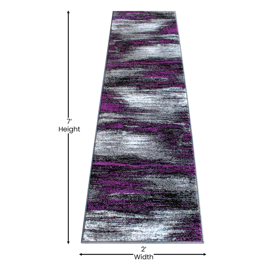 Flash Furniture Rylan Collection Contemporary Area Rug - High Pile Purple Olefin Rug - 2' X 7' Area Rug - Jute Backing - Hallway, Entryway, Bedroom, Living Room