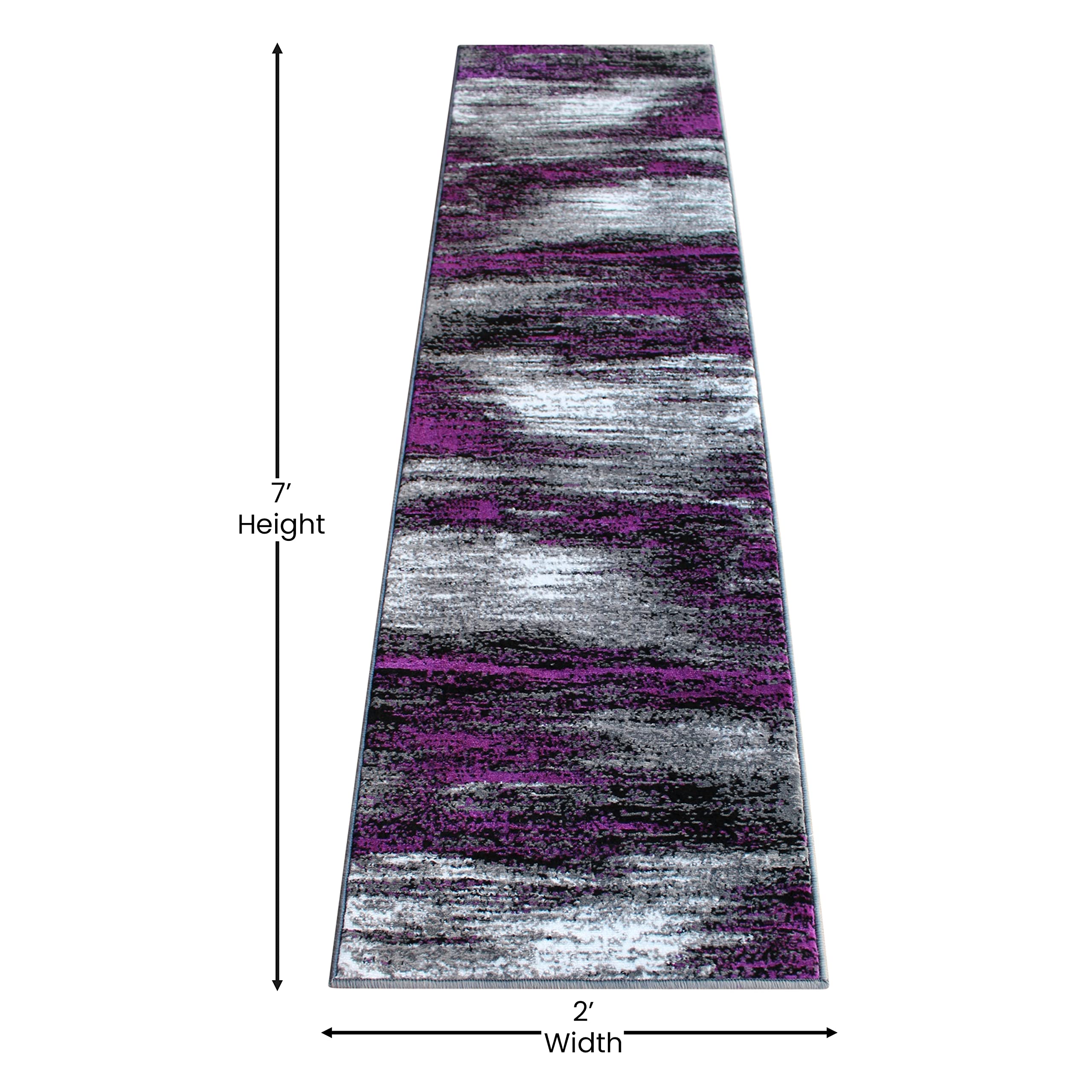 Flash Furniture Rylan Collection Contemporary Area Rug - High Pile Purple Olefin Rug - 2' X 7' Area Rug - Jute Backing - Hallway, Entryway, Bedroom, Living Room