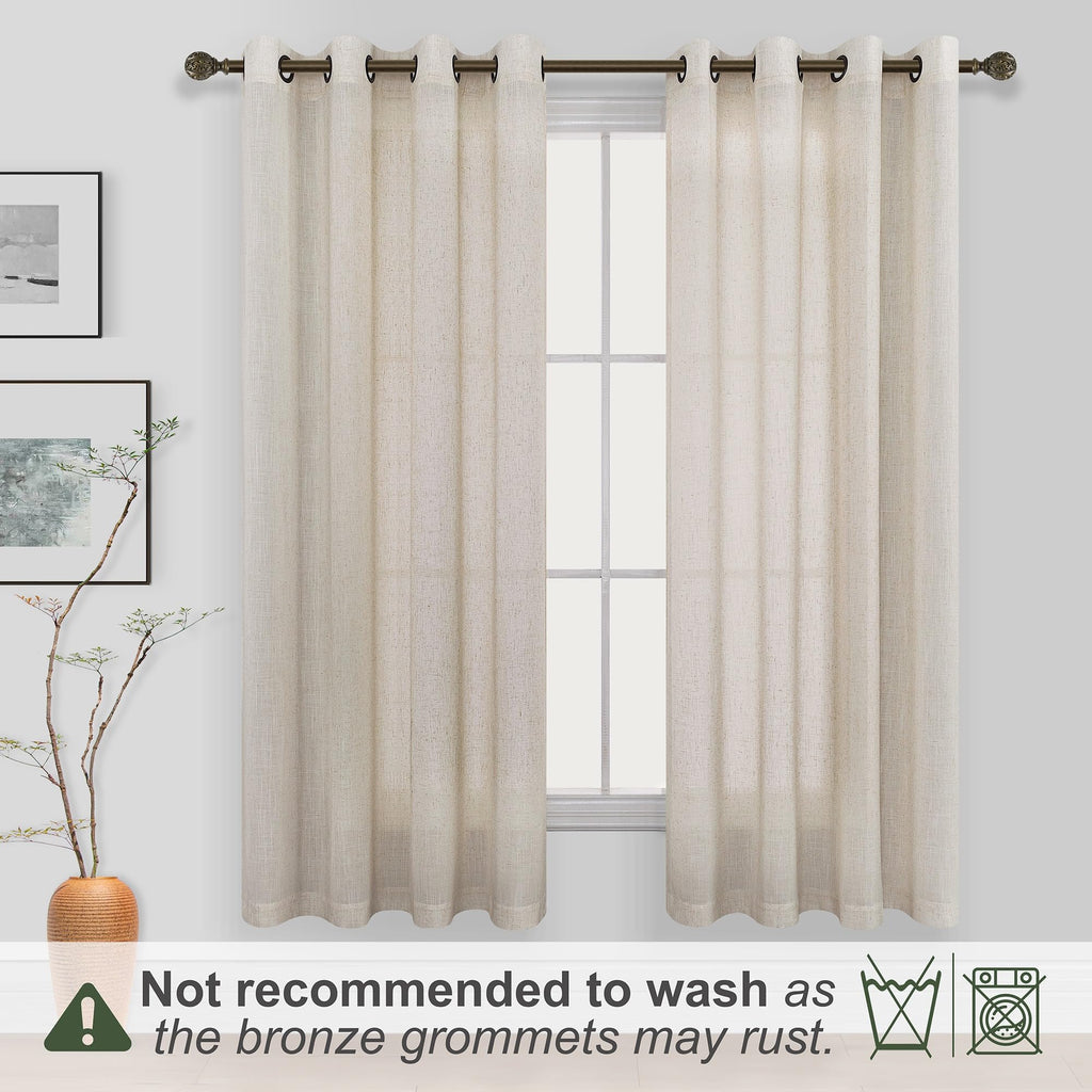 Linen Bronze Grommet Linen Blend Sheer Curtains 52X72 Inches Long