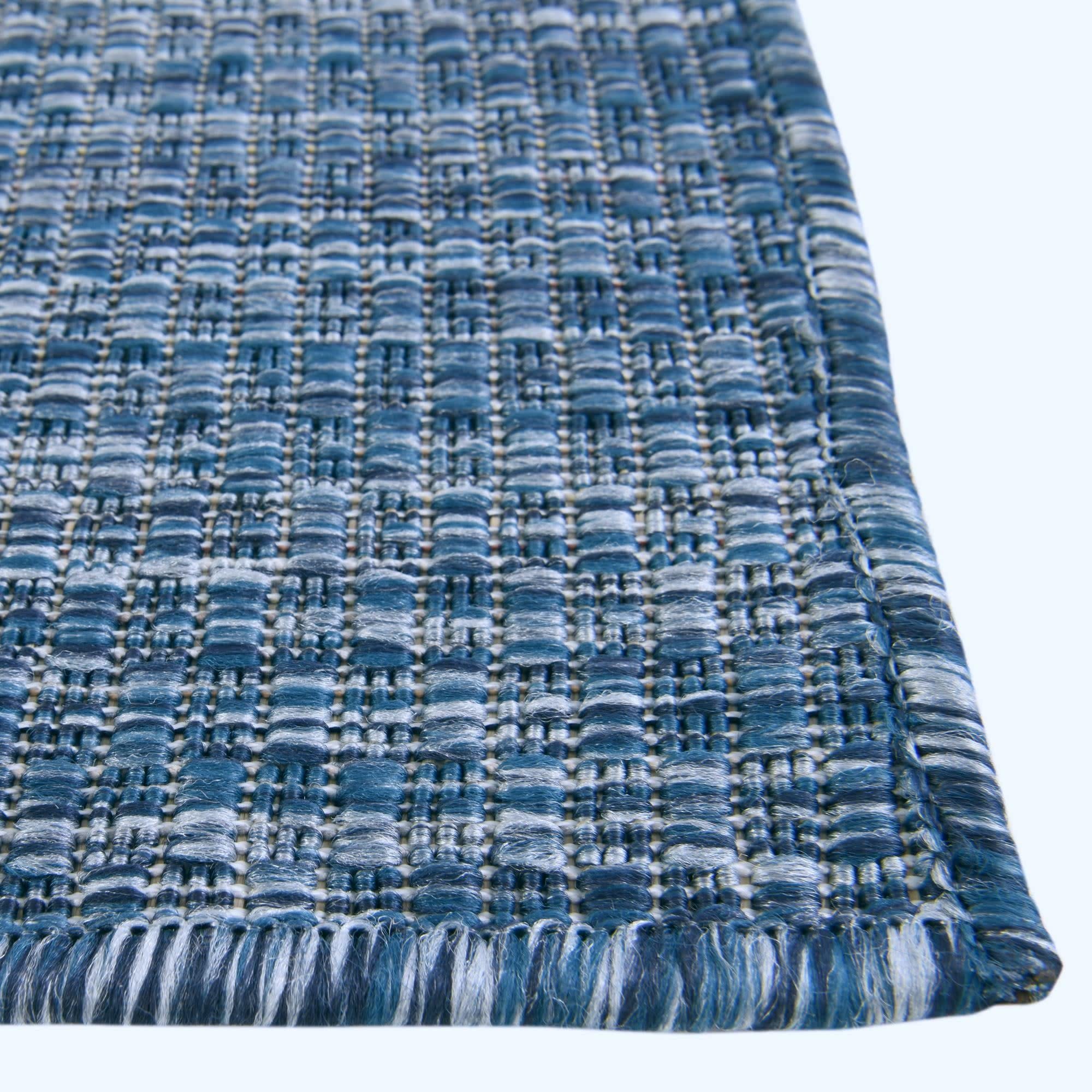 Unique Loom Collection Casual Transitional Solid Heathered Indoor/Outdoor Flatweave Area Rug (8' X 11' 4' Rectangle, Blue/Navy