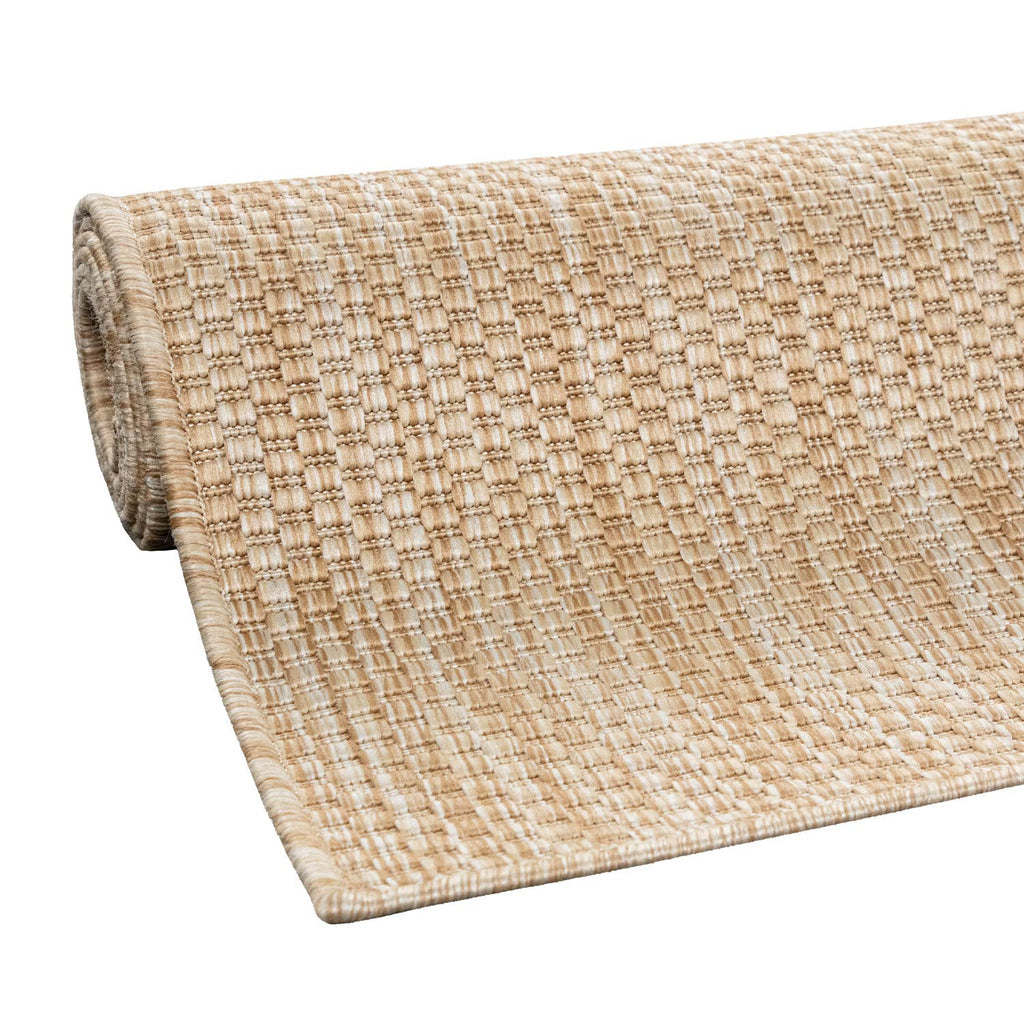 Solid Outdoor Rug For Patio Or Balcony Weatherproof Mottled Light-Brown Beige, Size: 5'3' X 7'3'