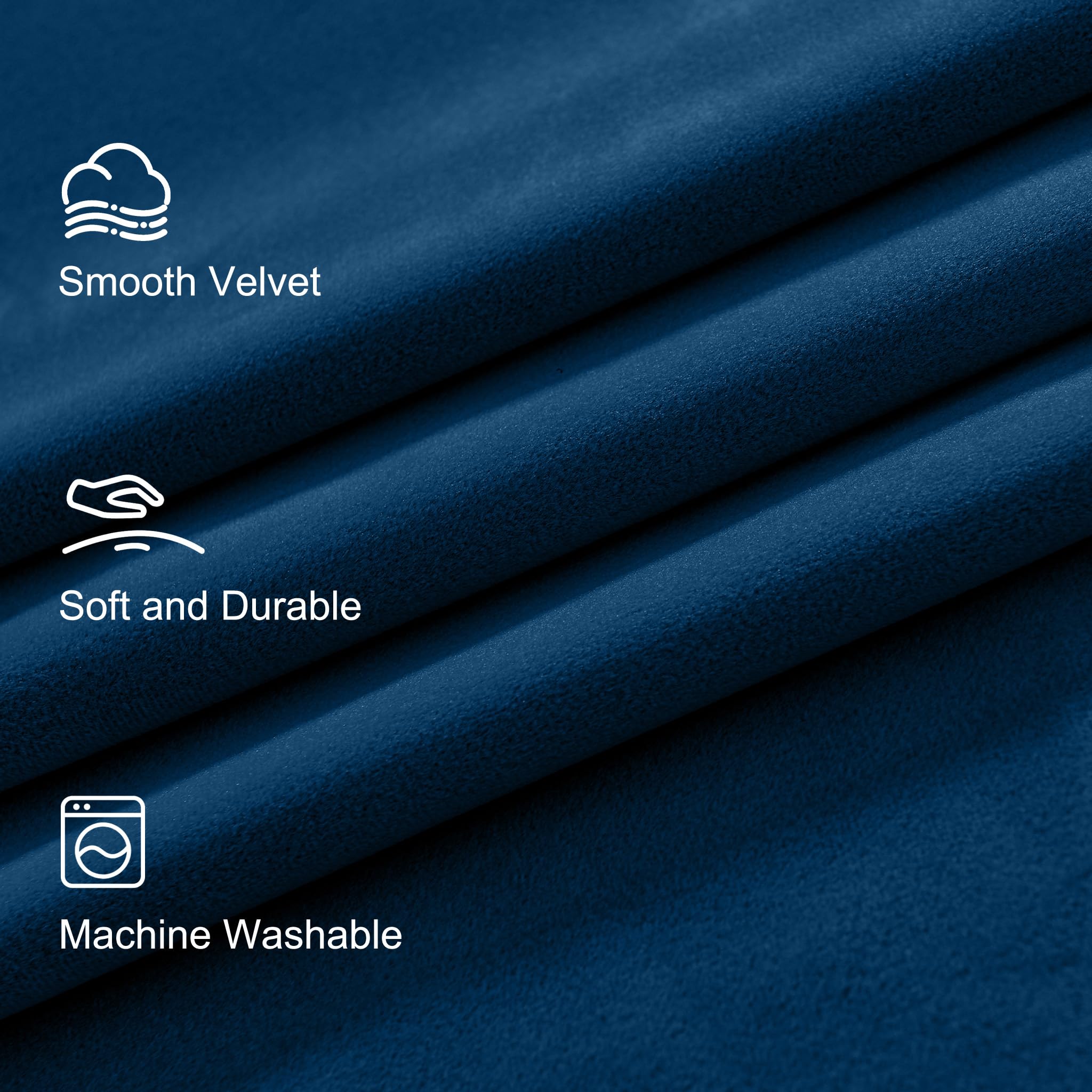 Lazzzy Navy Blue Velvet Curtains Room Darkening Thermal Insulated Curtains 72 Inch Long Window Drapes For Bedroom Living Room Super Soft Luxury Window Treatment 2 Panels Rod Pocket