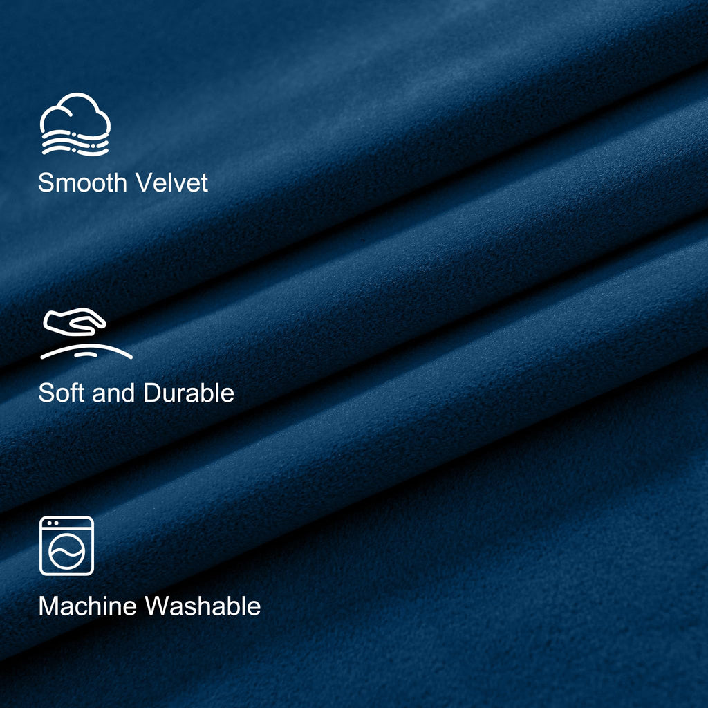 Lazzzy Navy Blue Velvet Curtains Room Darkening Thermal Insulated Curtains 84 Inch Long Window Drapes For Bedroom Living Room Super Soft Luxury Rod Pocket Window Treatment, 2 Panels