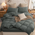 Pure Era Jersey Knit Duvet Cover Set 100% T-Shirt Cotton Super Soft Comfy 3Pc Bedding Set With Zipper Closure (Solid Dark Greeni