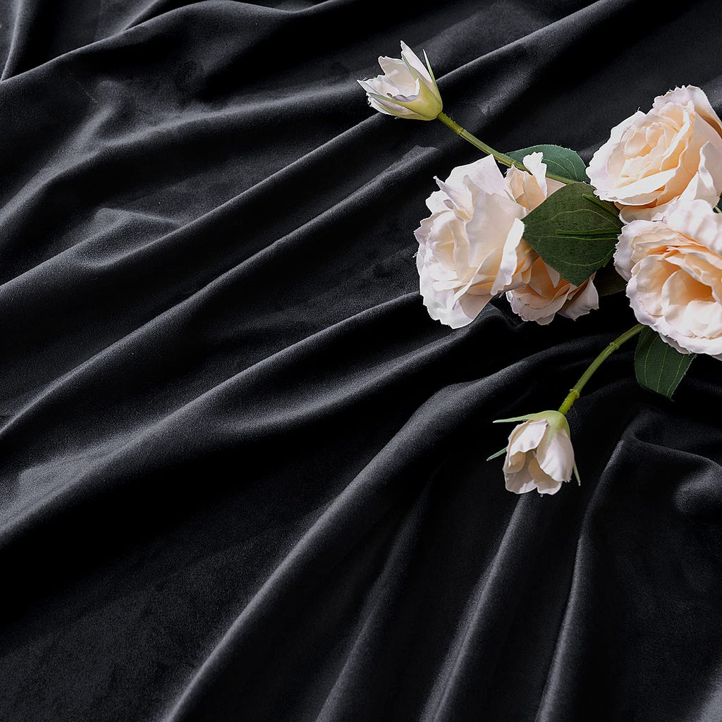 Miulee Black Velvet Curtains 63 Inch Length 2 Panels - Luxury Blackout Curtains For Bedroom Living Room Thermal Insulated Super Soft Window Drapes Rod Pocket & Back Tab, W52 X L63 Inches