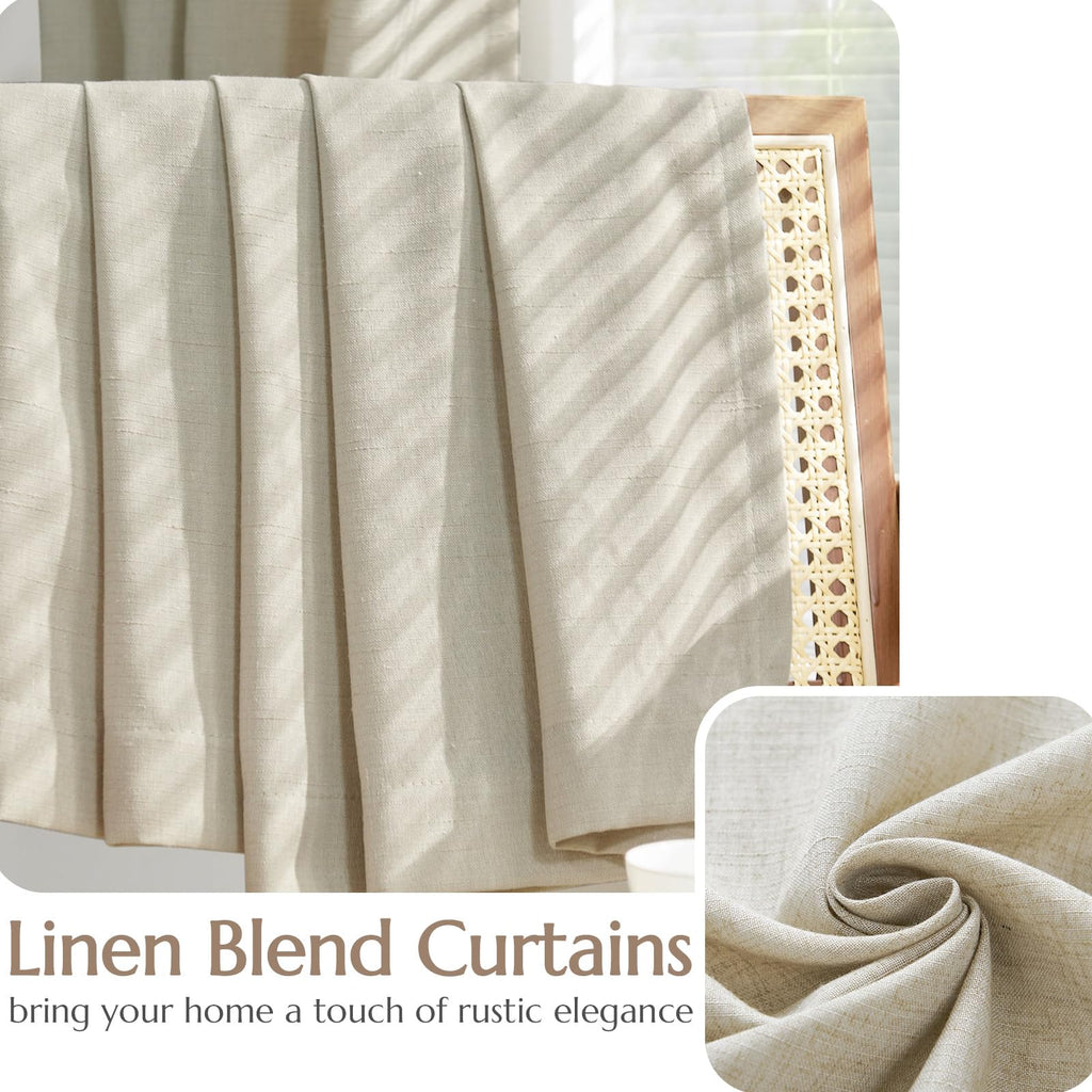 Jinchan Oat Linen Blend Curtains 108 Inches Long For Living Room Extra Long Farmhouse Curtains With Lined Rod Pocket Back Tab Light Filtering Window Drapes With Lined For Bedroom Curtains 2 Panels Oat