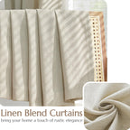 Jinchan Oat Linen Blend Curtains 108 Inches Long For Living Room Extra Long Farmhouse Curtains With Lined Rod Pocket Back Tab Light Filtering Window Drapes With Lined For Bedroom Curtains 2 Panels Oat