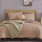 Monbix Queen Comforter Set - 7 Pieces Rust Pink Bed In A Bag Queen Bedding Sets With Comforters, All Seasons Down Alternative Co