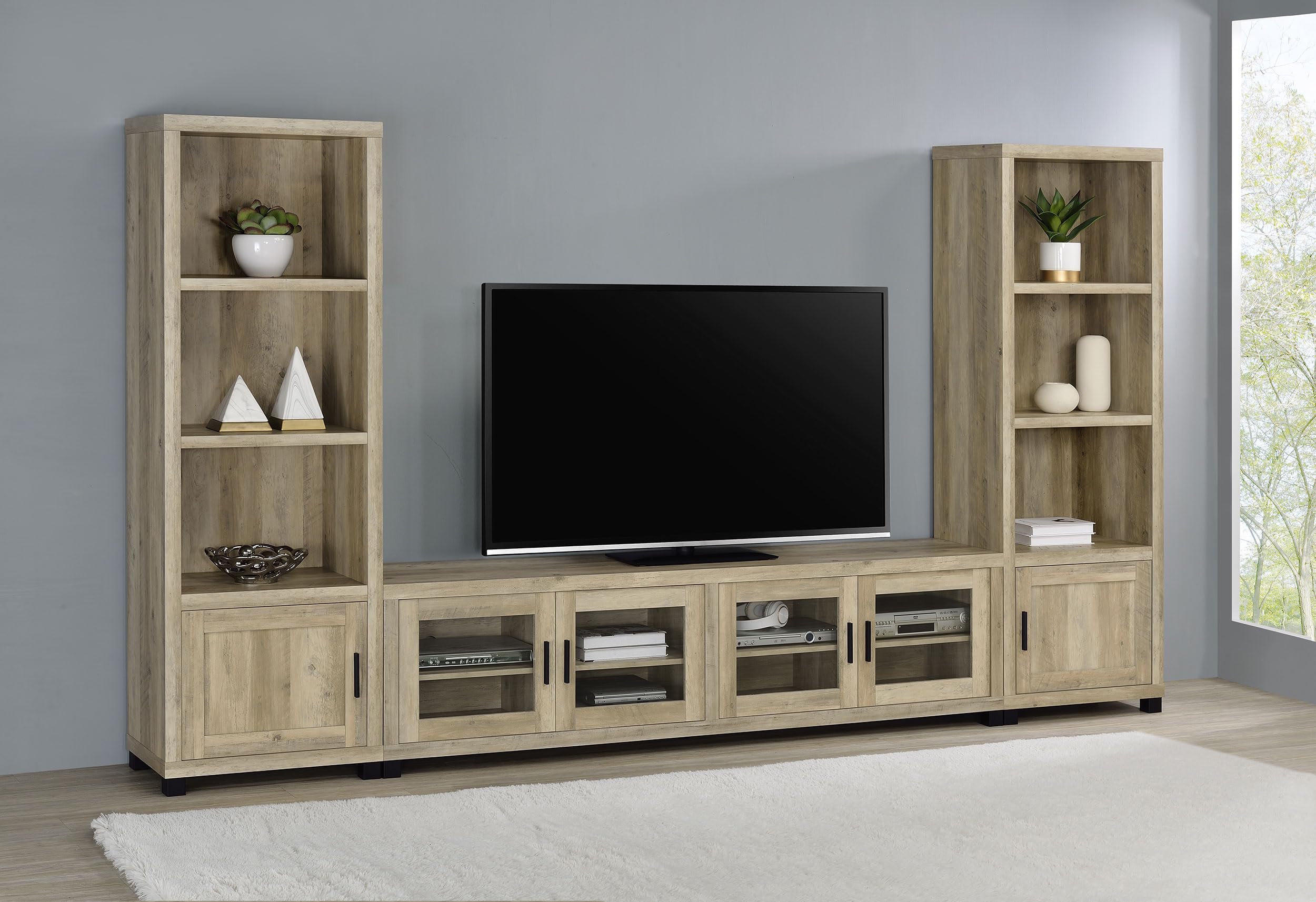 Coaster Sachin 3-Piece Entertainment Center, Antique Pine