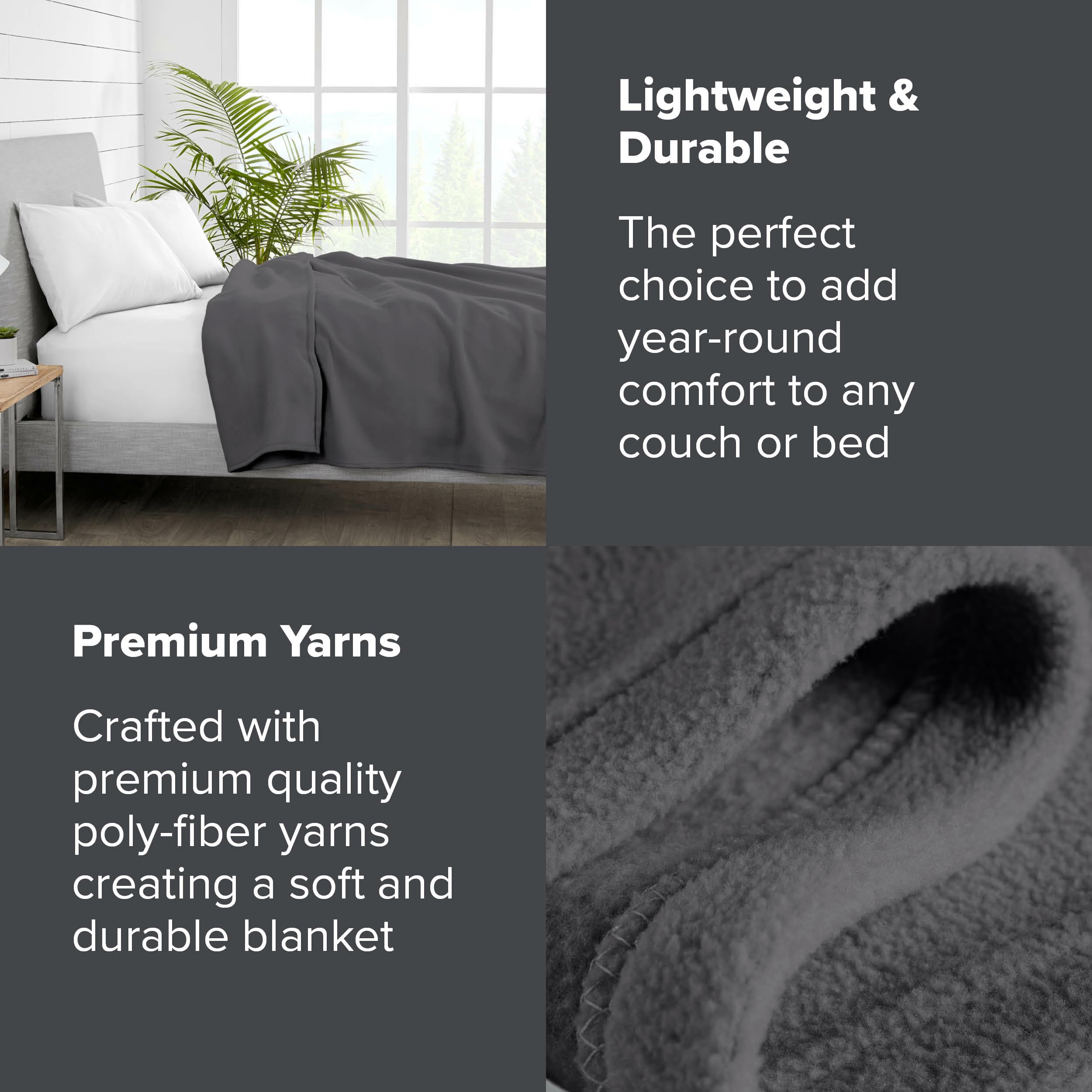 Bare Home Polar Fleece Blanket - Throw Blanket - Warm & Cozy - Premium Fleece Blanket - Blanket For Bed, Sofa, Camping, Travel A