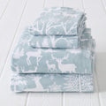 Great Bay Home 4 Piece 100% Turkish Cotton King Winter Lodge Flannel Sheet Set | Cotton Printed Bedding Sheets & Pillowcases | D