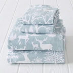 Great Bay Home 4 Piece 100% Turkish Cotton King Winter Lodge Flannel Sheet Set | Cotton Printed Bedding Sheets & Pillowcases | D