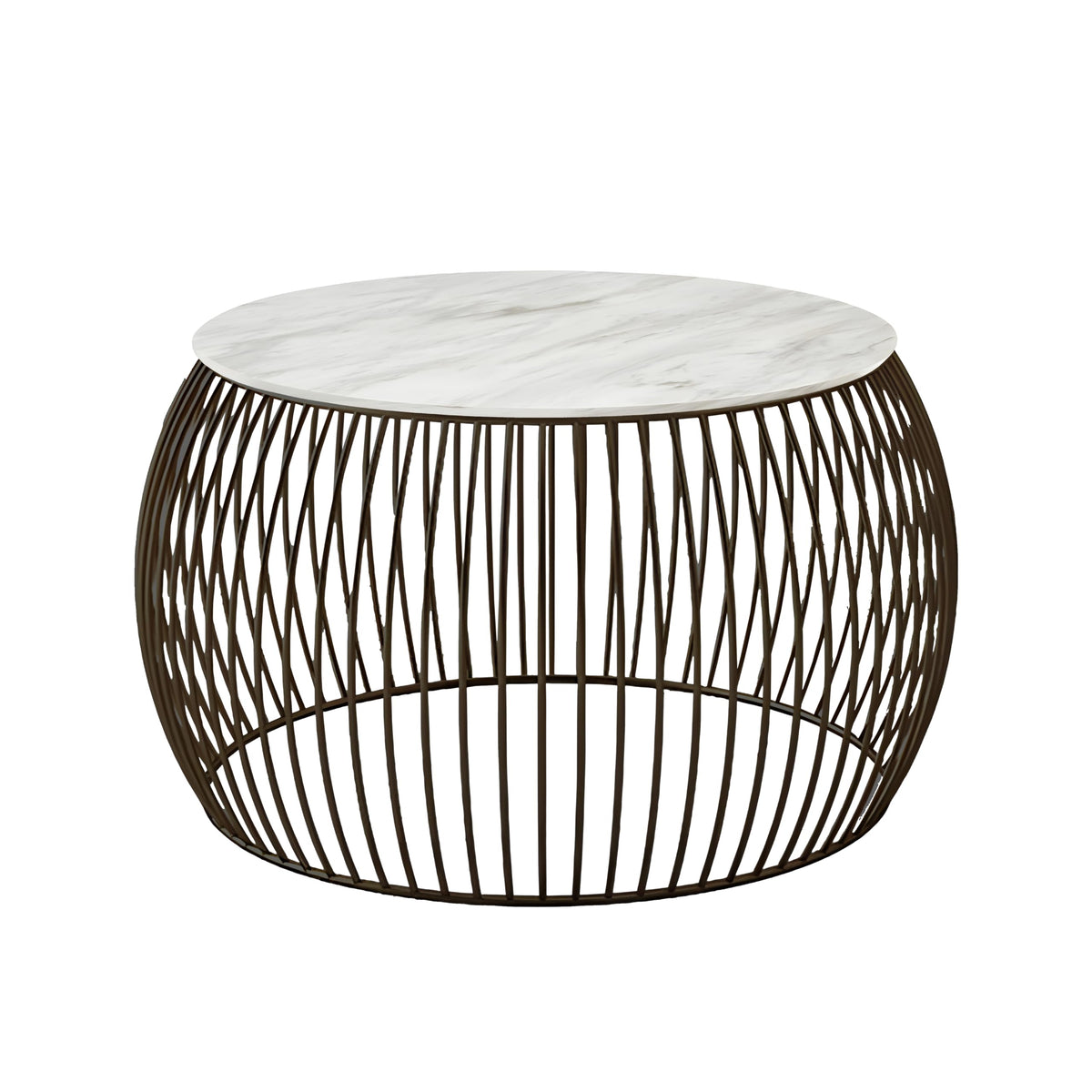 Nesfur Oval Coffee Table With Black Metal Wire Base And White Wooden Top, Stylish Living Room Centerpiece,Office Decor,Home Deco