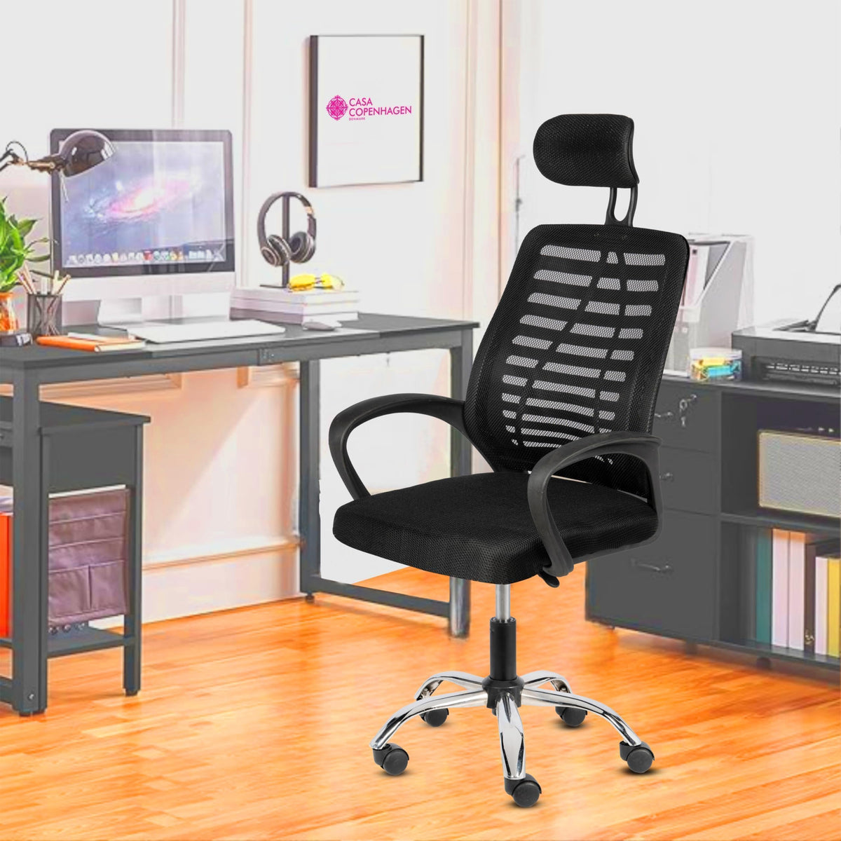 Casa Copenhagen,Mesh Office Desk,Rocking, Ergonomic Computer Chair Adjustable High With Headrest And Comfortable Armrest Swivel