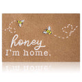 Hlfmvwe Bee Door Mat Brown Welcome Mats Front Door Indoor Outdoor Entrance Honey I'M Home Kitchen Rugs Entry Outside Doormat Non