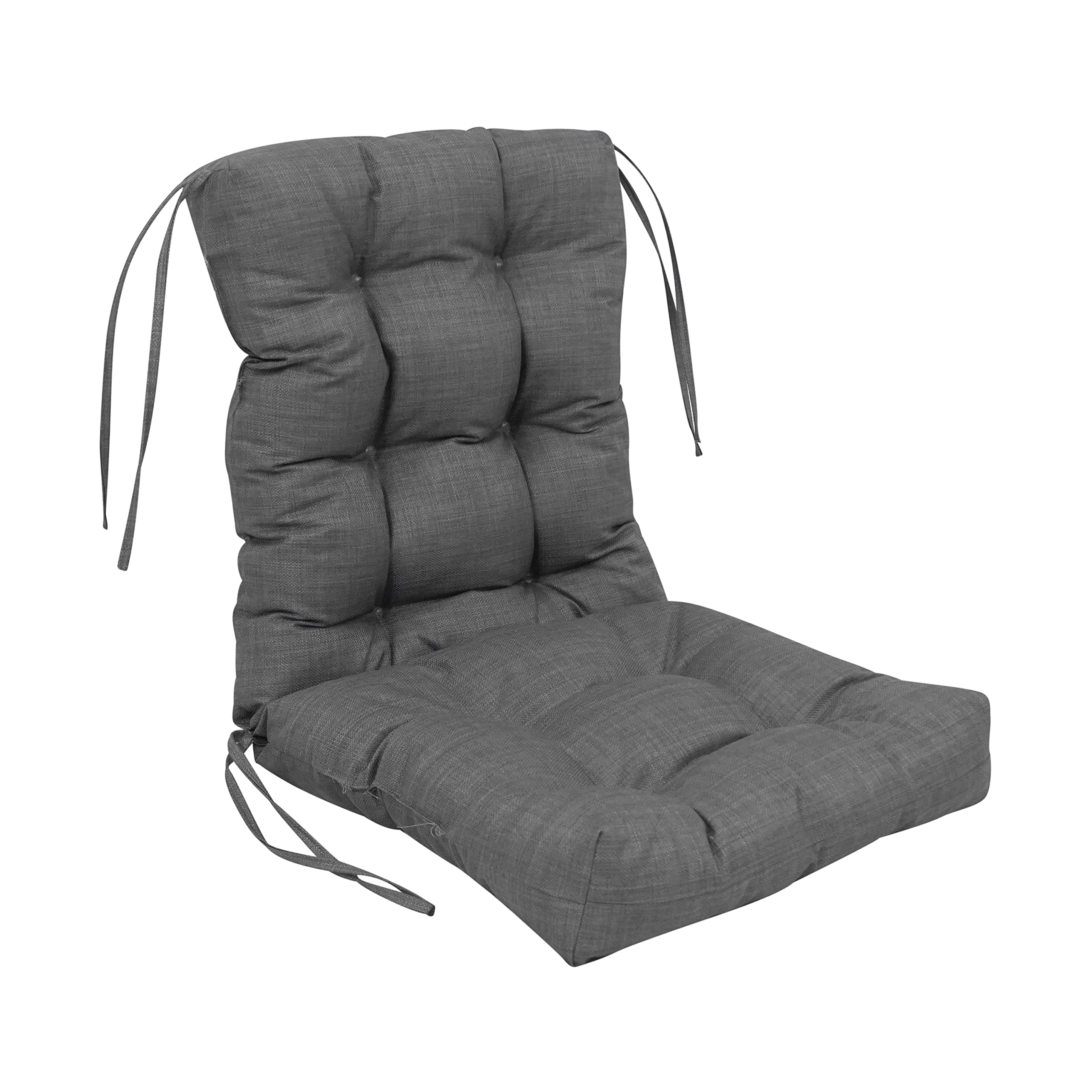 Blazing Needles Indoor/Outdoor Tufted Seat/Back Chair Cushion, 18 x 38, Cool Gray