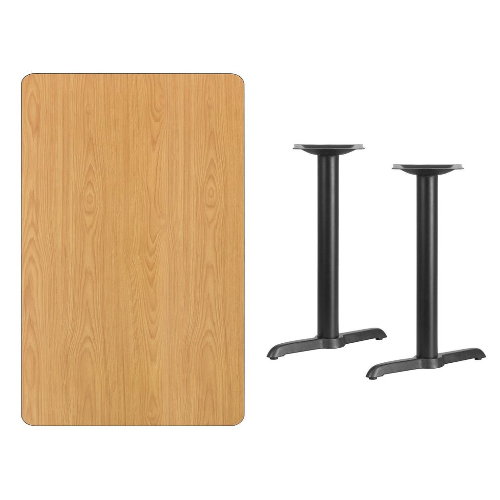 Flash Furniture 30'' x 48'' Rectangular Natural Laminate Table Top with 5'' x 22'' Table Height Bases