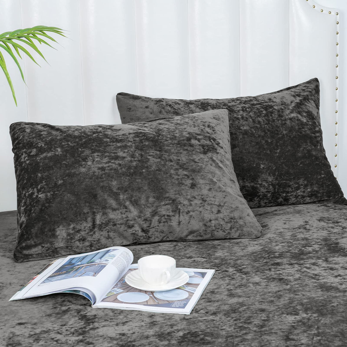 Phf True Velvet Pillowcases King Size, 2 Pack Soft Color Gradient Pillow Shams Covers With Envelope Closure, Luxury Cozy Decorat
