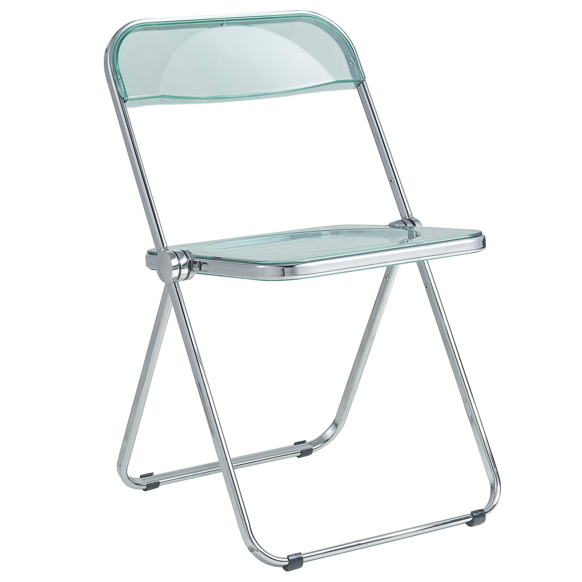 Leisuremod Folding Chair  Jade Green Acrylic Seat And Back With Metal Frame, Modern Spacesaving Design, For Home, Office, Desk