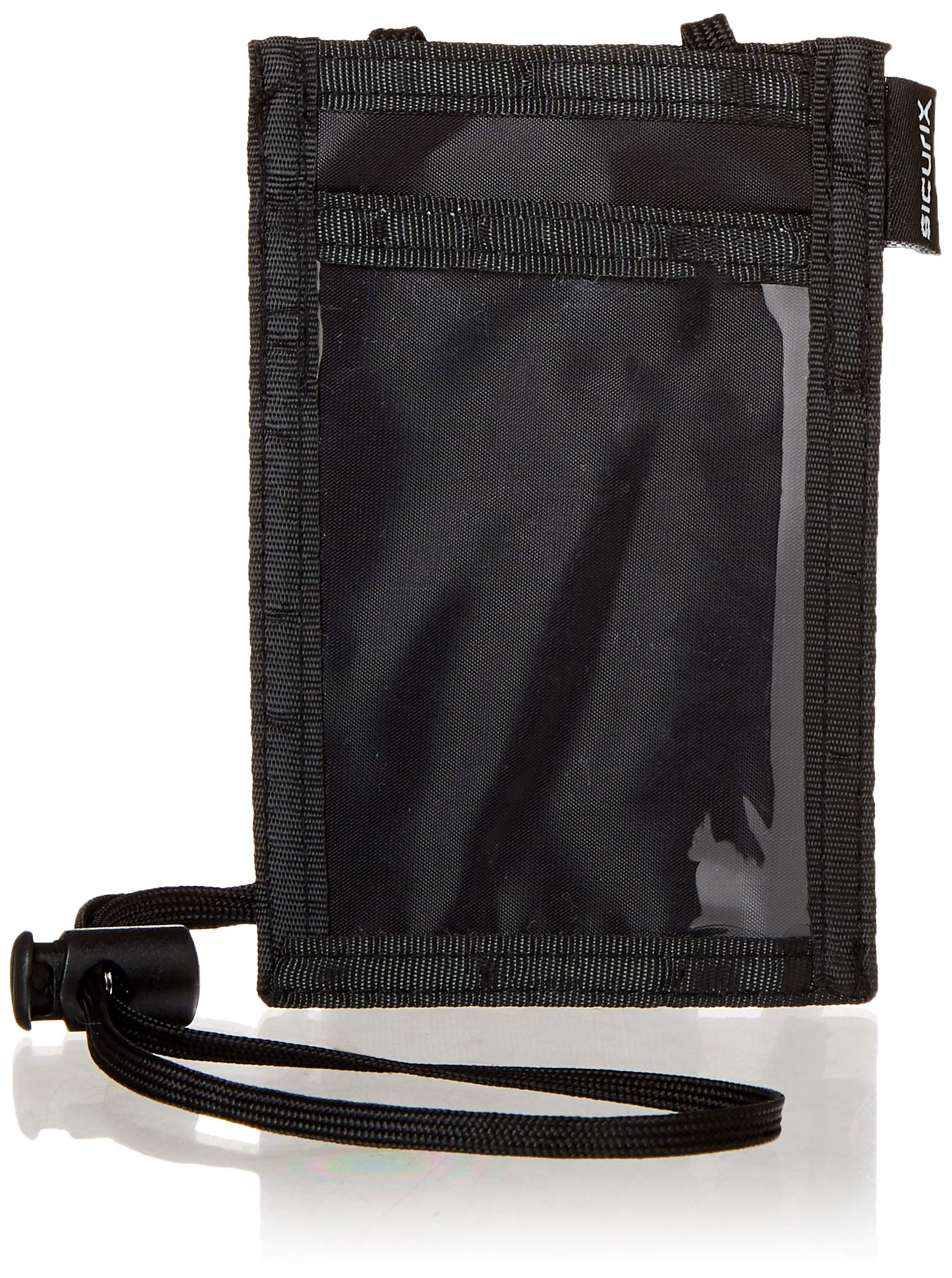 SICURIX ID Neck Pouch Badge Holder Vertical Adjustable Cord, Black (55120)