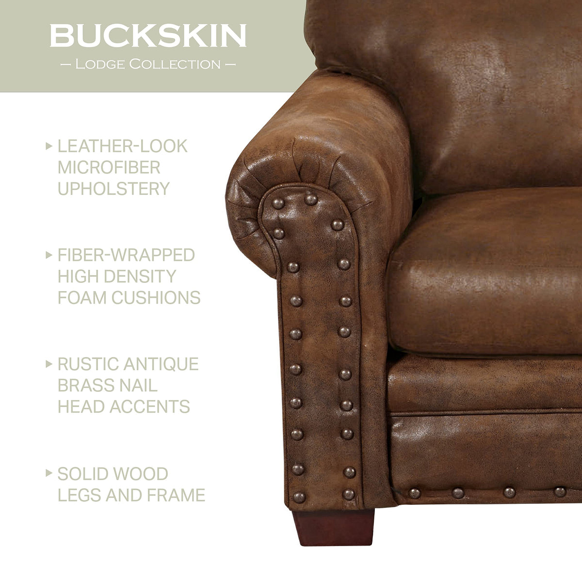American Furniture Classics Model Buckskin Arm Chair, Pinto Brown