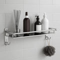 JIALTO Wall Mounted Bathroom Shelf Stainless Steel Bathroom Rack with Hooks & Guard Rail  Rustproof Multipurpose Shower Shelf