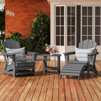 Serwall Folding Adirondack Ottoman For Adirondack Chair, No-Assembly Weather Resistance Outdoor Footstool, High Impact Polystyrene Folding Adirondack Footrest, Gray