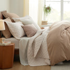 Bedsure King Size Quilt Set - Lightweight Summer Quilt King - Red Orange Bedspread King Size - Bedding Coverlet For All Seasons
