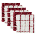 Dii Washed Waffle Collection Oversized Preshrunk Ultra Absorbant, Dishcloth Set, 12X12, Barn Red, 6 Piece