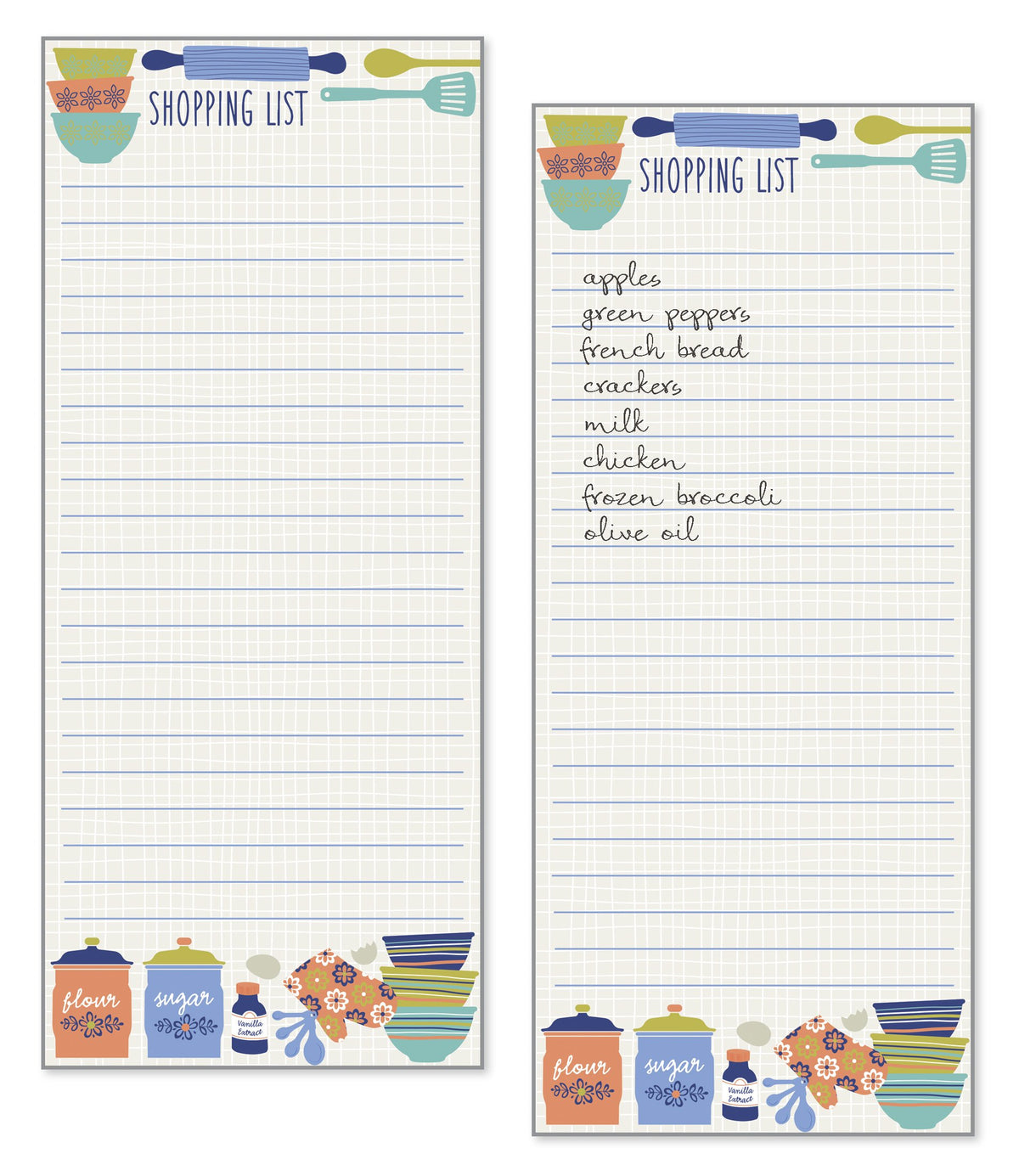 Set Of 2- Kitchen Design List Pad, Fridge Pad, Notepad, Shopping List With Attachable Magnet