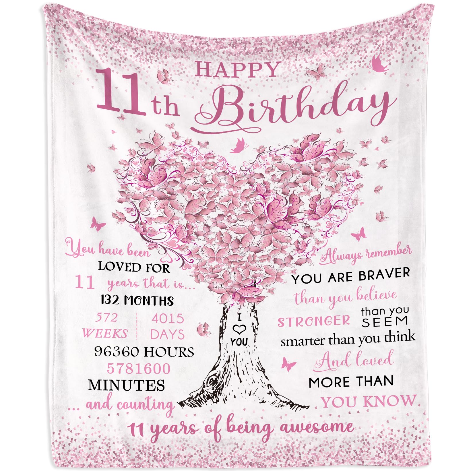 Mubpean Gifts For 11 Year Old Girls Blanket 60'X50', Birthday Gifts For 11 Year Old Girls, 11 Year Old Girl Birthday Gifts, 11