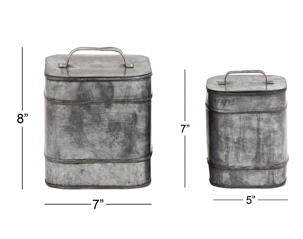 Deco 79 Set Metal Square Lidded Box Set Of 2, 8''X7''