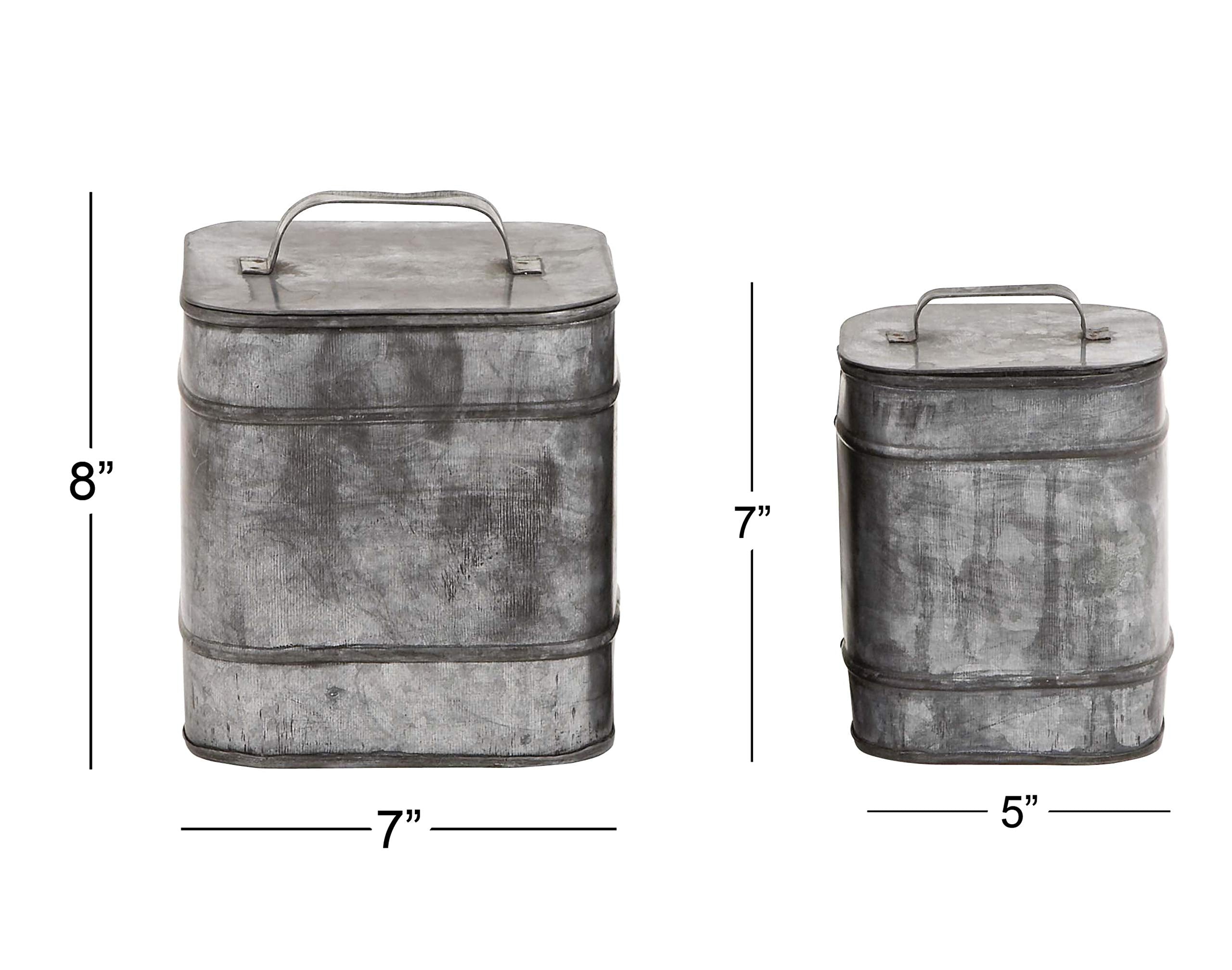 Deco 79 Set Metal Square Lidded Box Set Of 2, 8''X7''